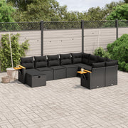 Loungeset 10-delig poly rattan zwart