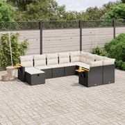 Loungeset 10-delig poly rattan zwart