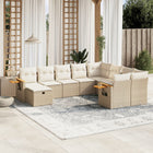 10-Delige Loungeset Met Kussens Poly Rattan Beige