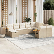 Loungeset 10-delig poly rattan beige
