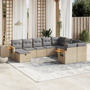 Loungeset 10-delig poly rattan beige