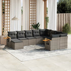 10-Delige Loungeset Met Kussens Poly Rattan Grijs