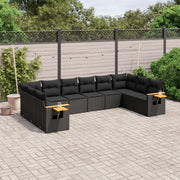 Loungeset 10-delig poly rattan zwart
