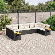 Loungeset 10-delig poly rattan zwart
