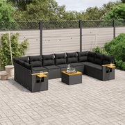 Loungeset 11-delig poly rattan zwart