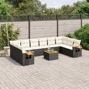 Loungeset 11-delig poly rattan zwart