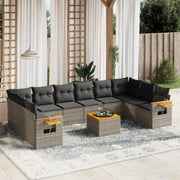 Loungeset 11-delig poly rattan grijs