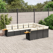 Loungeset poly rattan 10-delig zwart