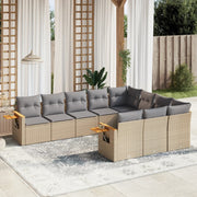 Loungeset poly rattan 10-delig beige