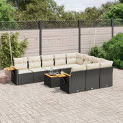Loungeset 11-delig poly rattan zwart