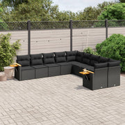 Loungeset 10-delig poly rattan zwart