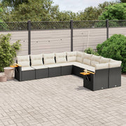 Loungeset 10-delig poly rattan zwart