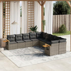 10-Delige Loungeset Met Kussens Poly Rattan Grijs