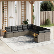 Loungeset 10-delig poly rattan grijs