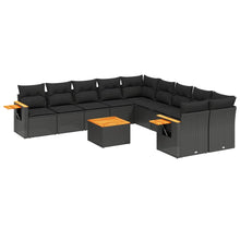 11-Delige Loungeset Met Kussens Poly Rattan Zwart