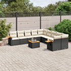 11-Delige Loungeset Met Kussens Poly Rattan Zwart