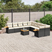 Loungeset poly rattan 11-delig zwart