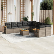 Loungeset 11-delig poly rattan grijs