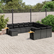 Loungeset 11-delig poly rattan zwart