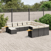 Loungeset 11-delig poly rattan zwart