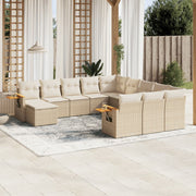 Tuinset 11-delig poly rattan beige met kussens