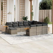 Loungeset 11-delig poly rattan grijs