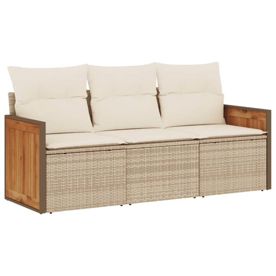 3-delige Loungeset met kussens poly rattan beige beige and cream Zonder tafel