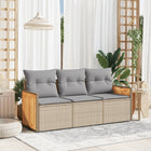 Loungeset 3-delig poly rattan beige met opbergfunctie