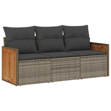 3-delige Loungeset met kussens poly rattan grijs 1 Grijs