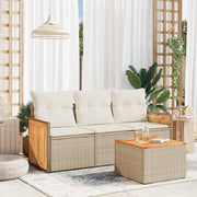 Loungeset 4-delig poly rattan beige