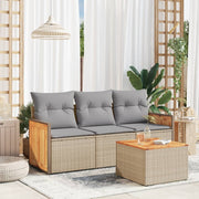 Loungeset 4-delig poly rattan beige