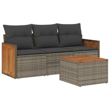 4-delige Loungeset met kussens poly rattan grijs 1 Grijs