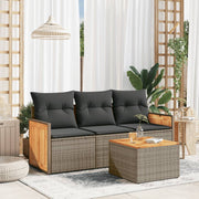 Loungeset 4-delig poly rattan grijs