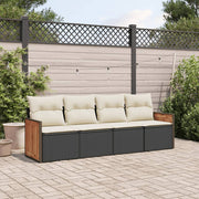 Loungeset 4-delig poly rattan zwart