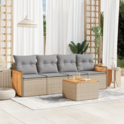 Loungeset 5-delig poly rattan beige