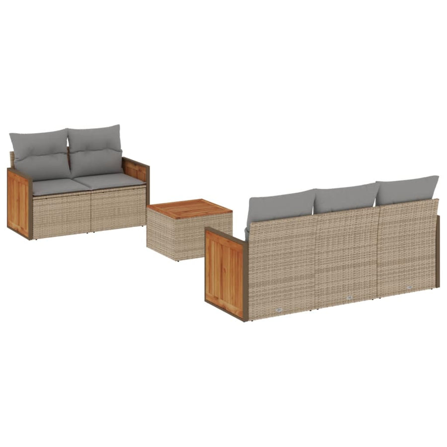 6-Delige Loungeset Met Kussens Poly Rattan Beige