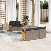 Loungeset 6-delig poly rattan grijs