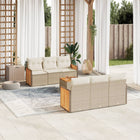 7-Delige Loungeset Met Kussens Poly Rattan Beige