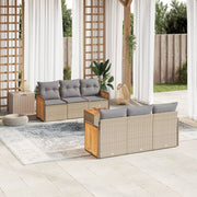 Loungeset 7-delig poly rattan beige