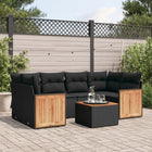 7-Delige Loungeset Met Kussens Poly Rattan Zwart