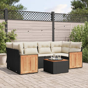 Loungeset 7-delig poly rattan zwart