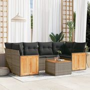 Loungeset 7-delig poly rattan grijs