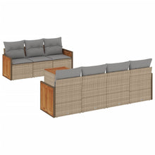 8-Delige Loungeset Met Kussens Poly Rattan Beige en grijs