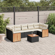 Loungeset 8-delig poly rattan zwart