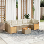 Loungeset 8-delig poly rattan beige