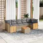 8-Delige Loungeset Met Kussens Poly Rattan Beige en grijs