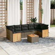 Loungeset 8-delig poly rattan grijs