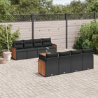 9-delige Loungeset met kussens poly rattan zwart Zwart