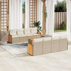 9-delige Loungeset met kussens poly rattan beige beige and cream