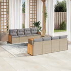 9-delige Loungeset met kussens poly rattan beige Beige en grijs